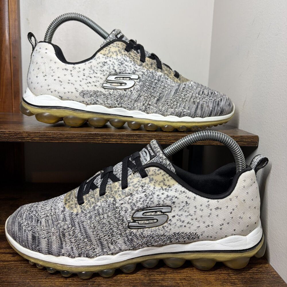 Skechers Skech-Air 12218 WBK White Black Knit Walking Sneakers Womens 7.5